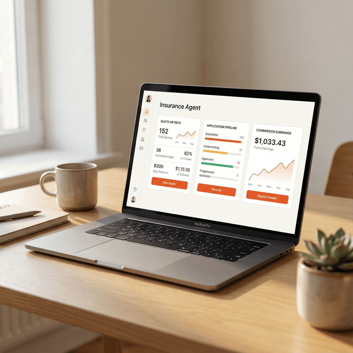 Agent dashboard on laptop